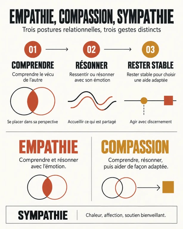 Infographie comparative sur l'empathie compassion et la sympathie