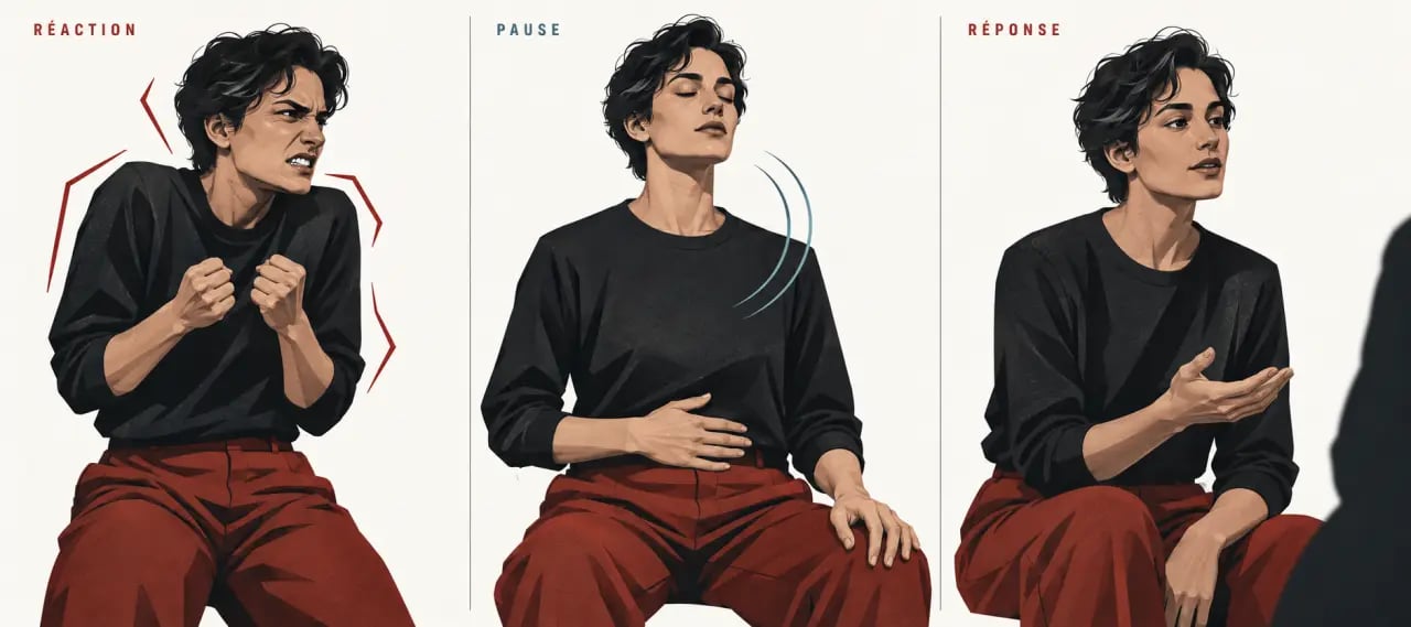 Illustration pour comprendre comment gérer ses émotions en trois étapes : pause, observation et réponse adaptée