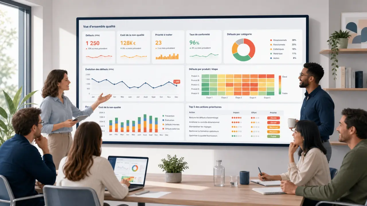 Tableau de bord qualité : les KPI qui révèlent les défauts, les coûts et les priorités
