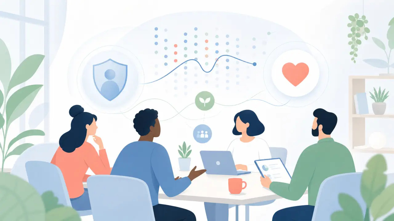 Illustration d'une interface RH bienveillante et moderne