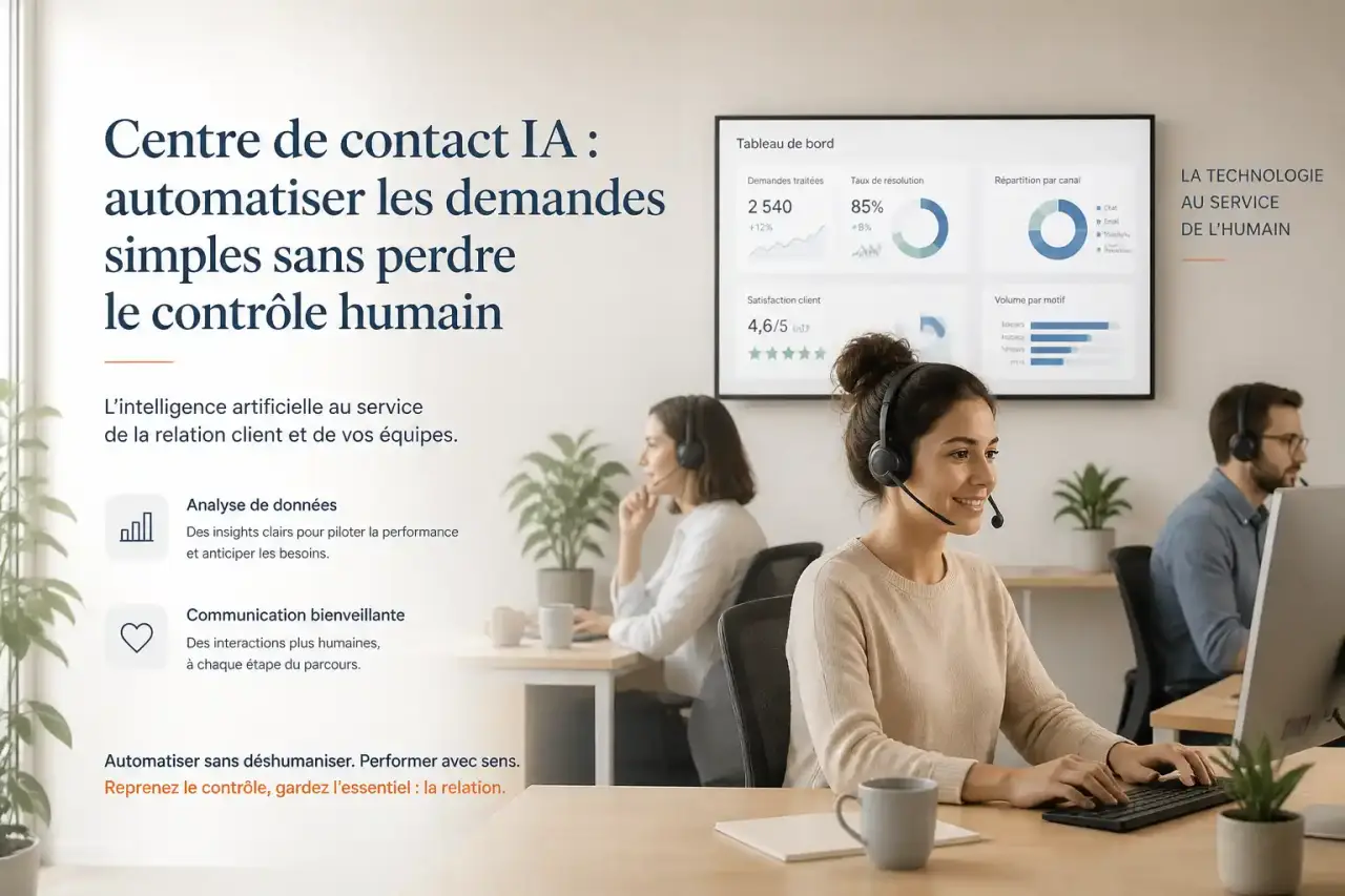 Centre de contact IA : automatiser les demandes simples sans perdre le contrôle humain