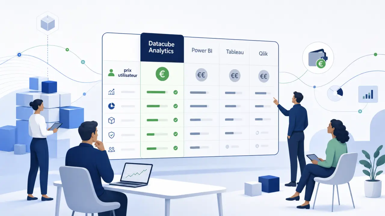 Datacube Analytics face à Power BI, Tableau et Qlik : le prix utilisateur qui change le budget BI