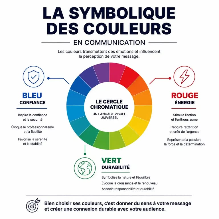 Infographie sur la signification des couleurs en communication et leur impact psychologique sur les consommateurs