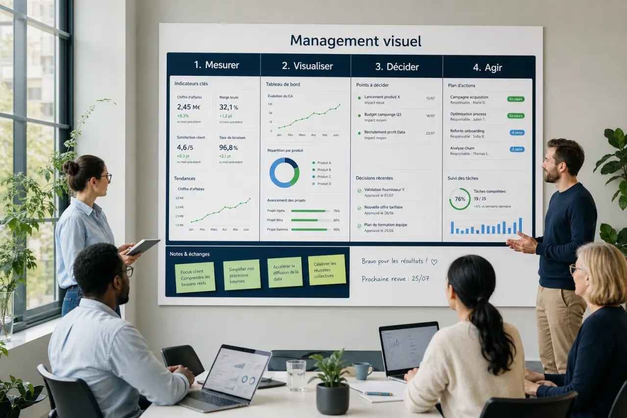 Tableau de management visuel : 4 étapes pour piloter la performance et supprimer les réunions inutiles